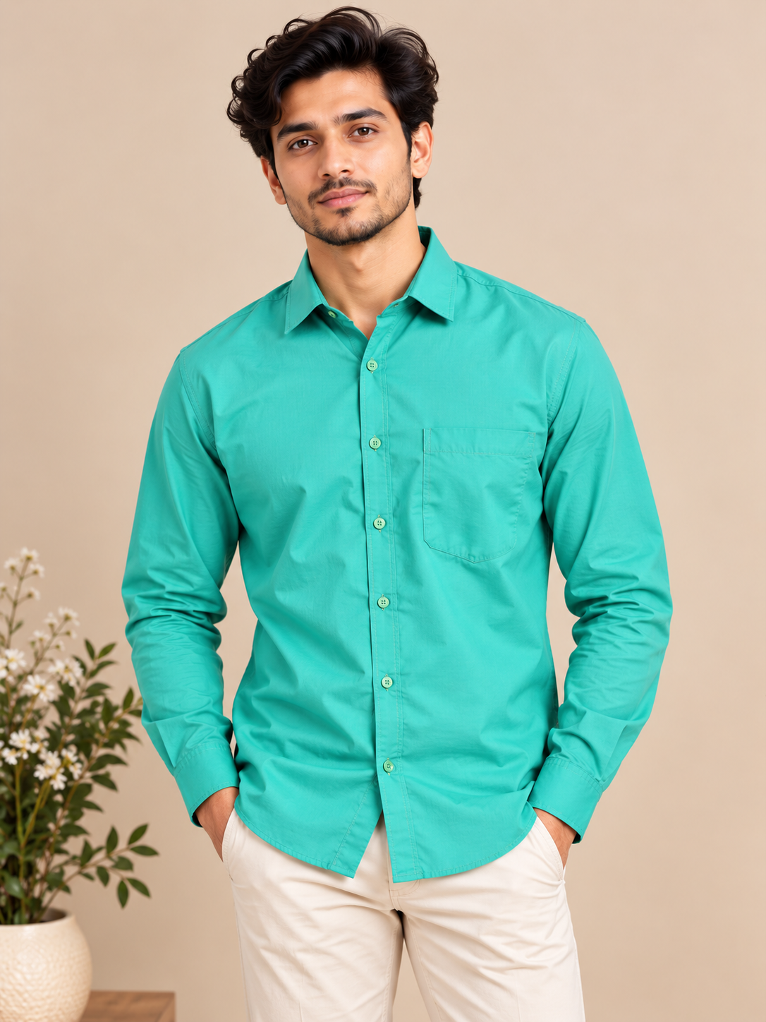 Men’s Solid Casual Shirt | Casual Plain Button Down Shirt for Men | Regular Fit Full Sleeves Smart Formal & Casual Wear