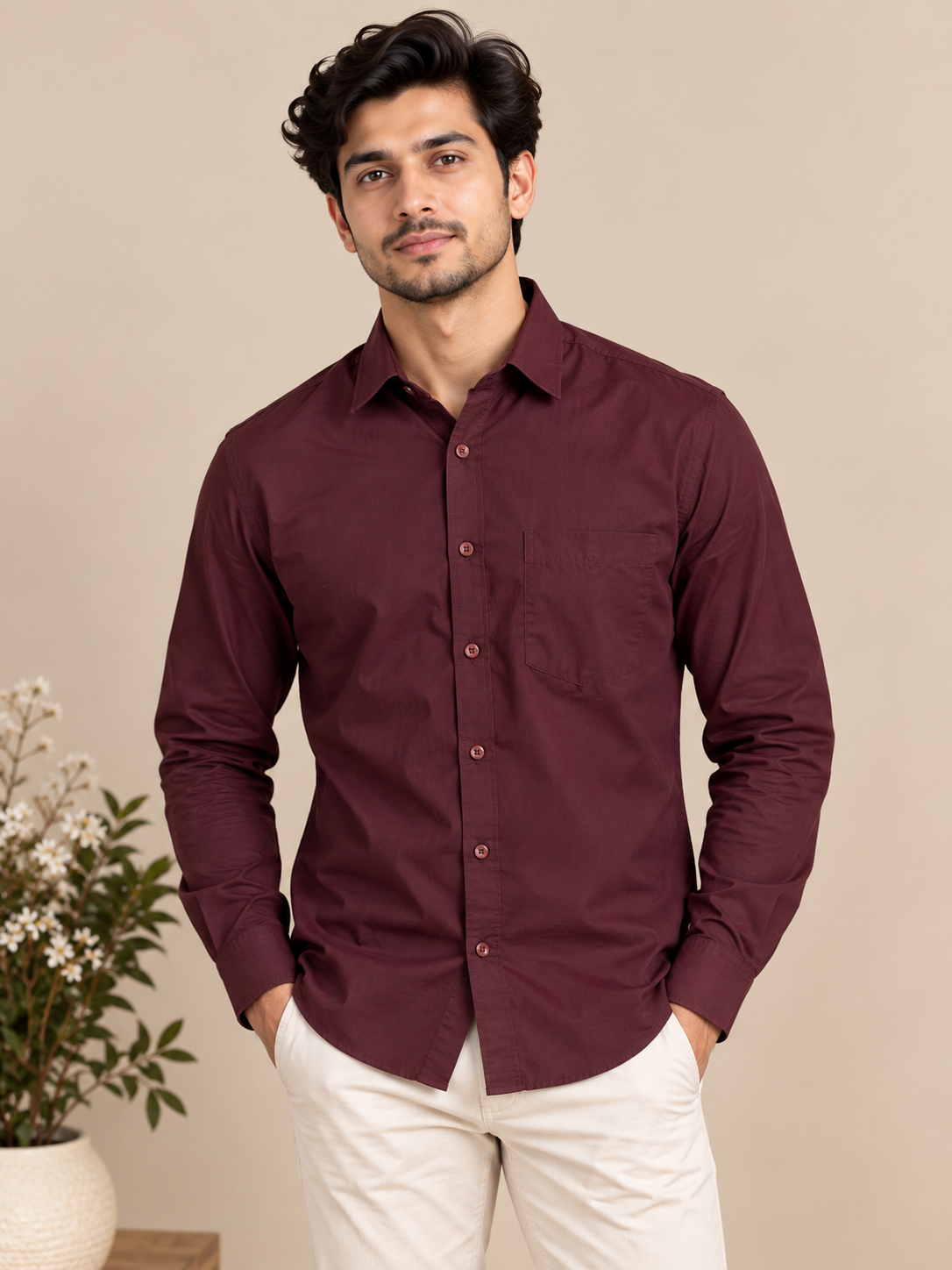 Men’s Solid Casual Shirt | Casual Plain Button Down Shirt for Men | Regular Fit Full Sleeves Smart Formal & Casual Wear