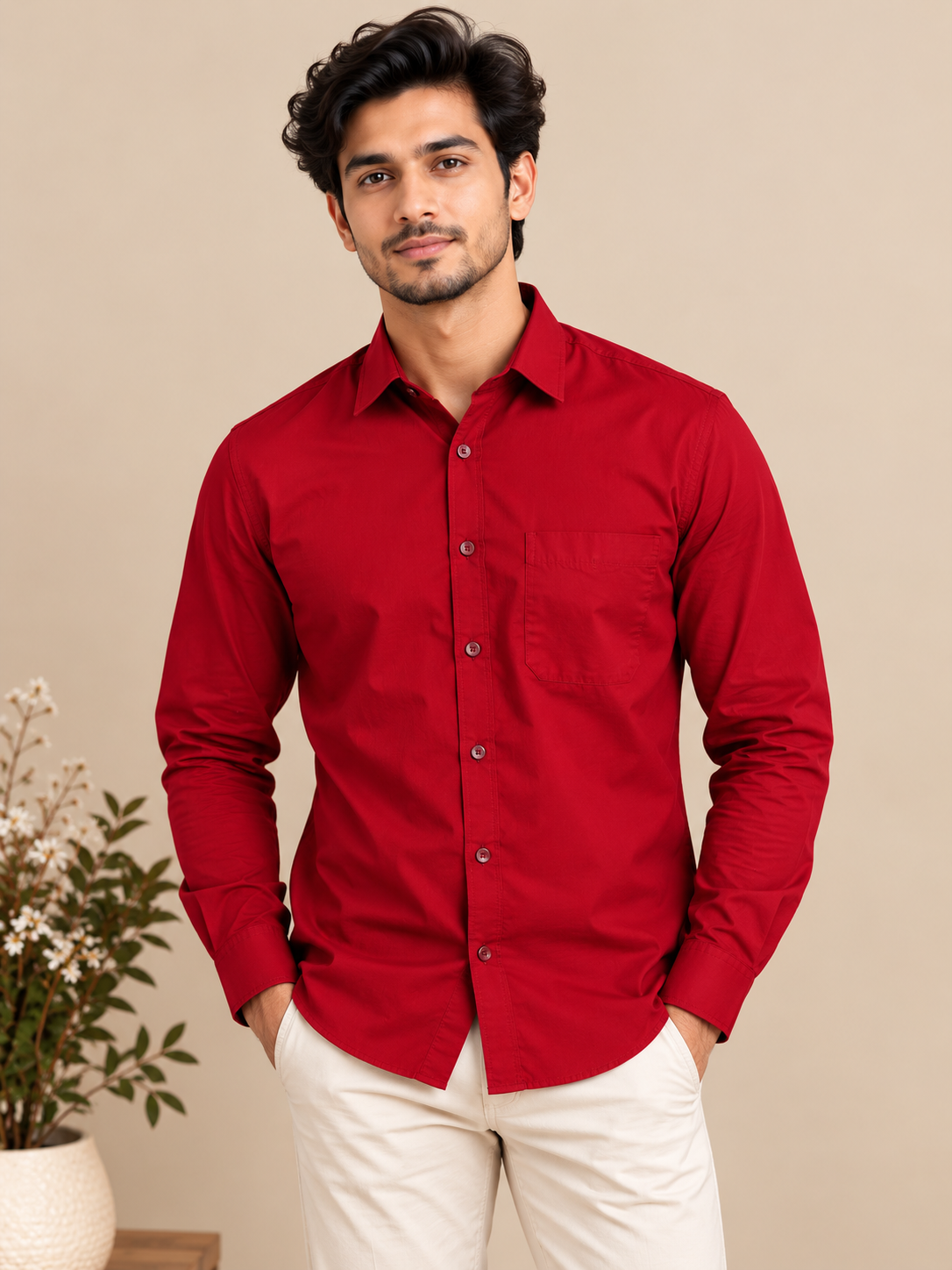 Men’s Solid Casual Shirt | Casual Plain Button Down Shirt for Men | Regular Fit Full Sleeves Smart Formal & Casual Wear