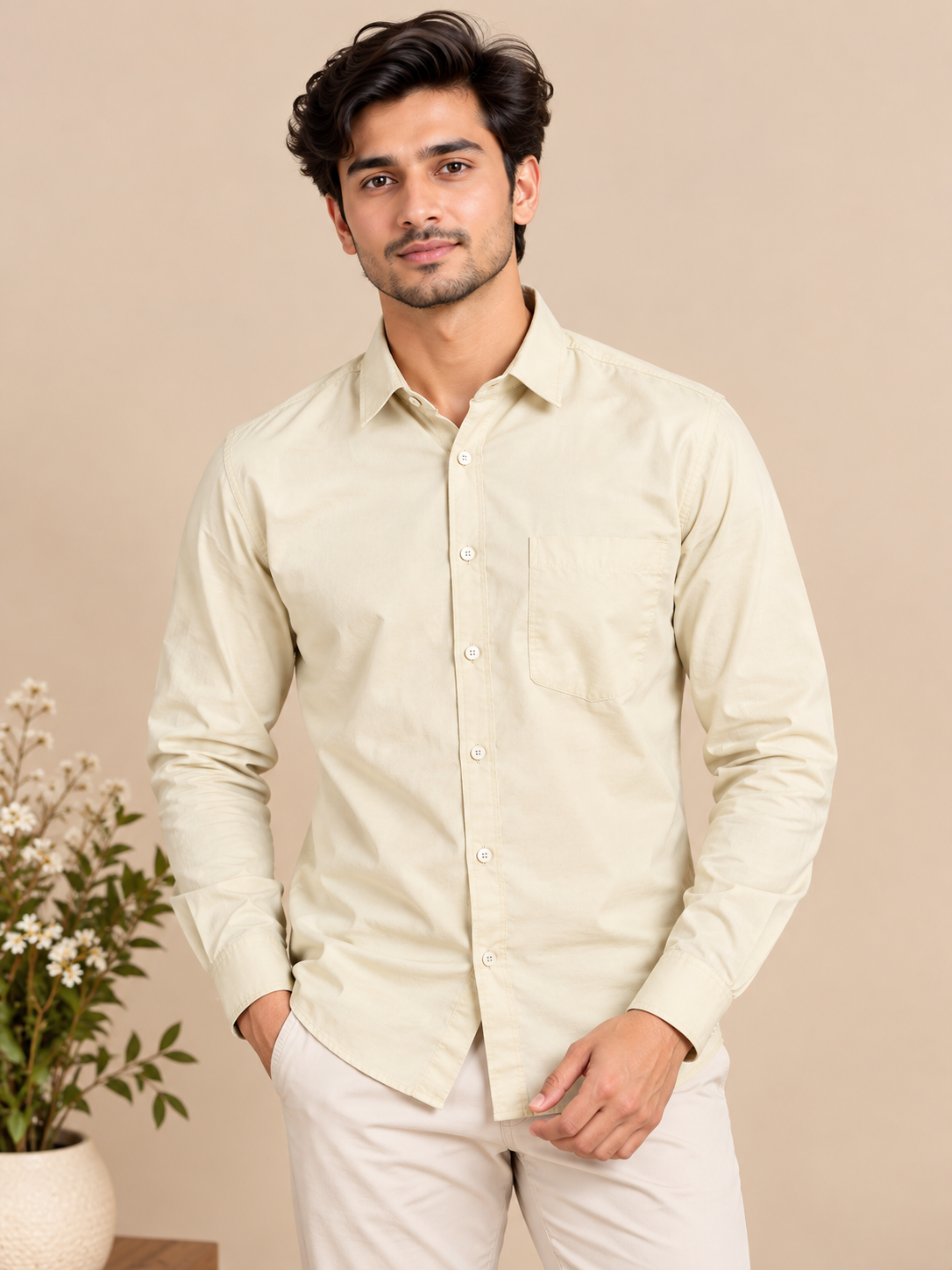 Men’s Solid Casual Shirt | Casual Plain Button Down Shirt for Men | Regular Fit Full Sleeves Smart Formal & Casual Wear