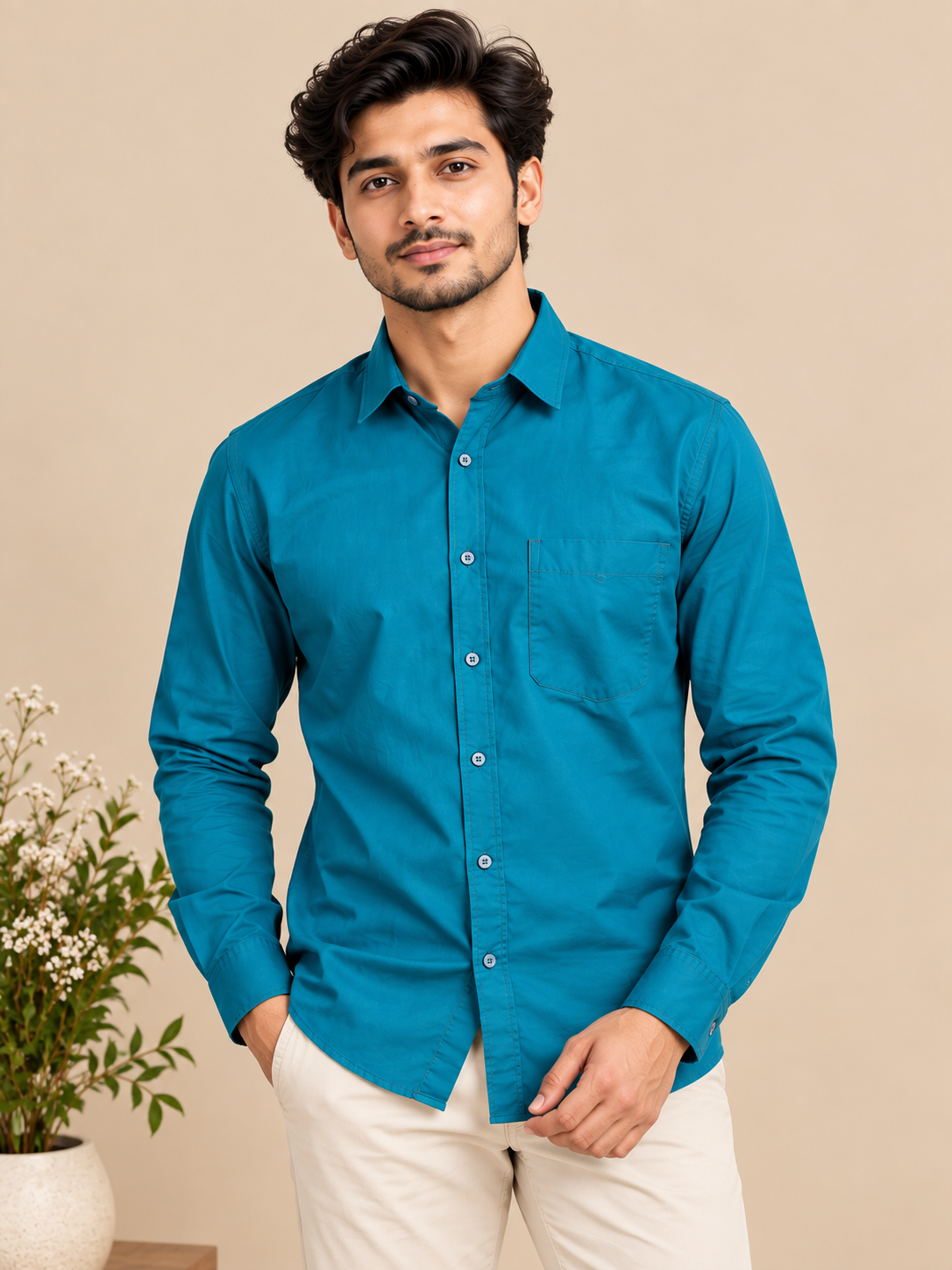 Men’s Solid Casual Shirt | Casual Plain Button Down Shirt for Men | Regular Fit Full Sleeves Smart Formal & Casual Wear